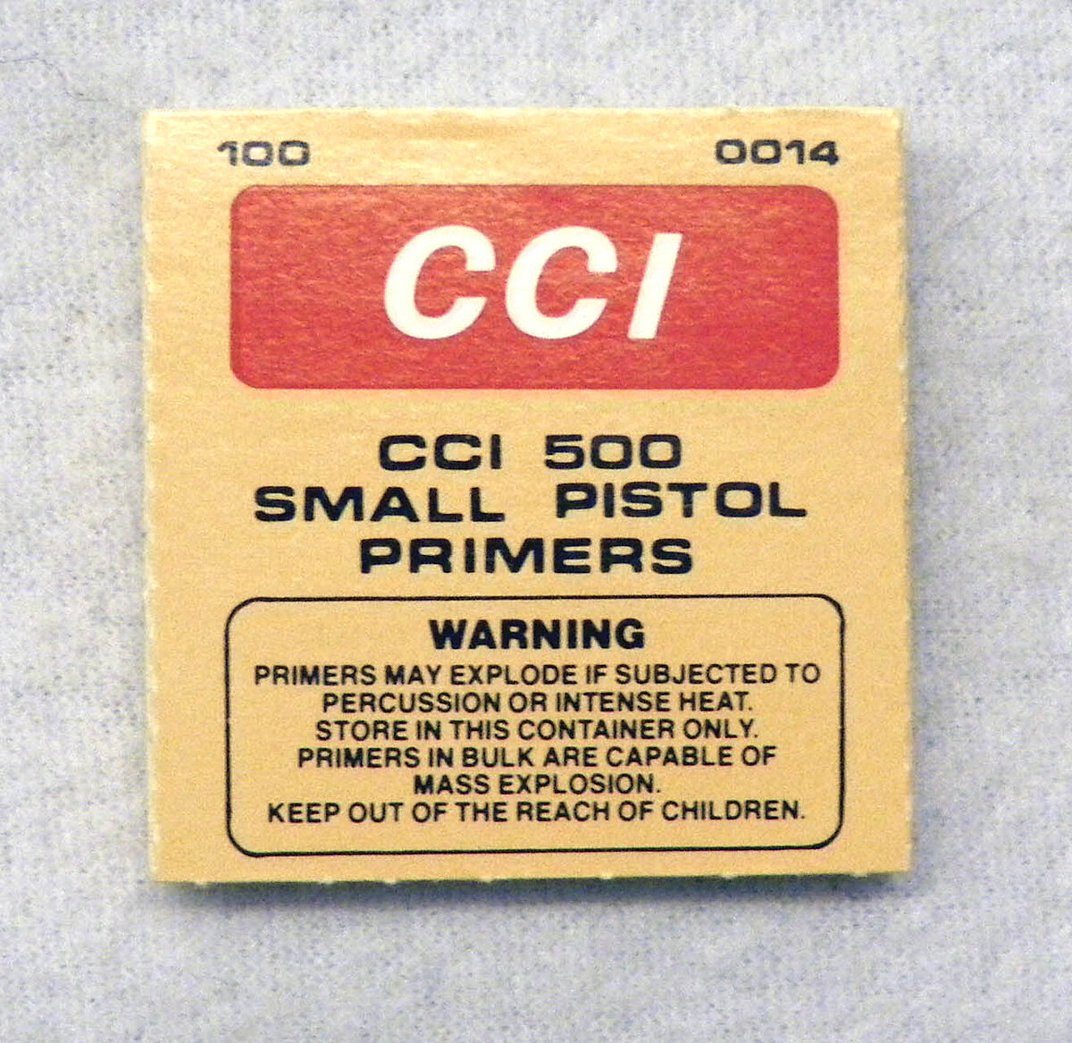 CCI 500 Small Pistol Primers - Zndhtchen