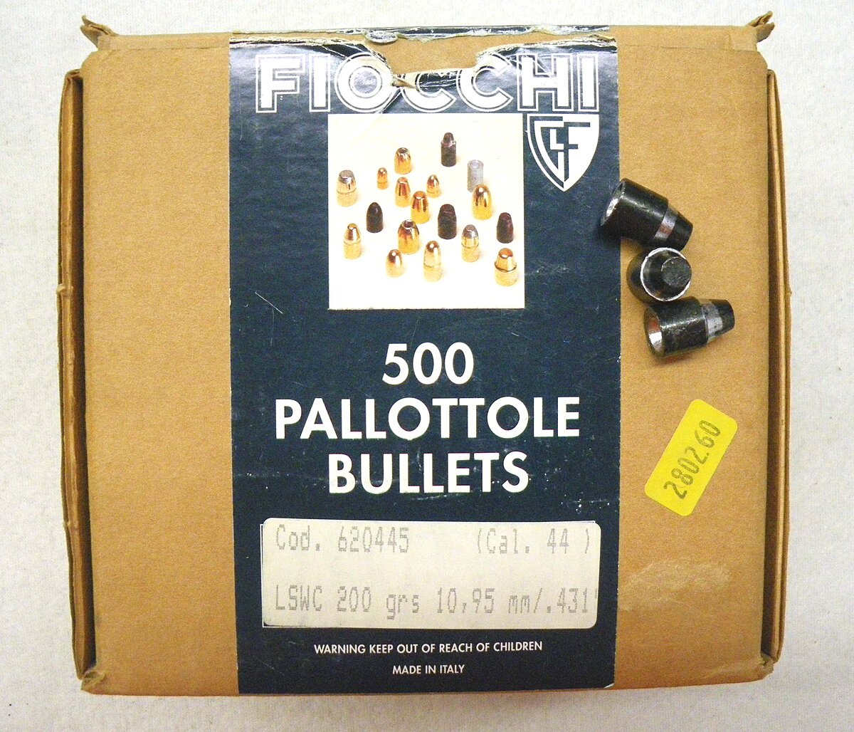500 Stck. Fiocchi Geschosse .44Mag LWSC 200grs. - .431