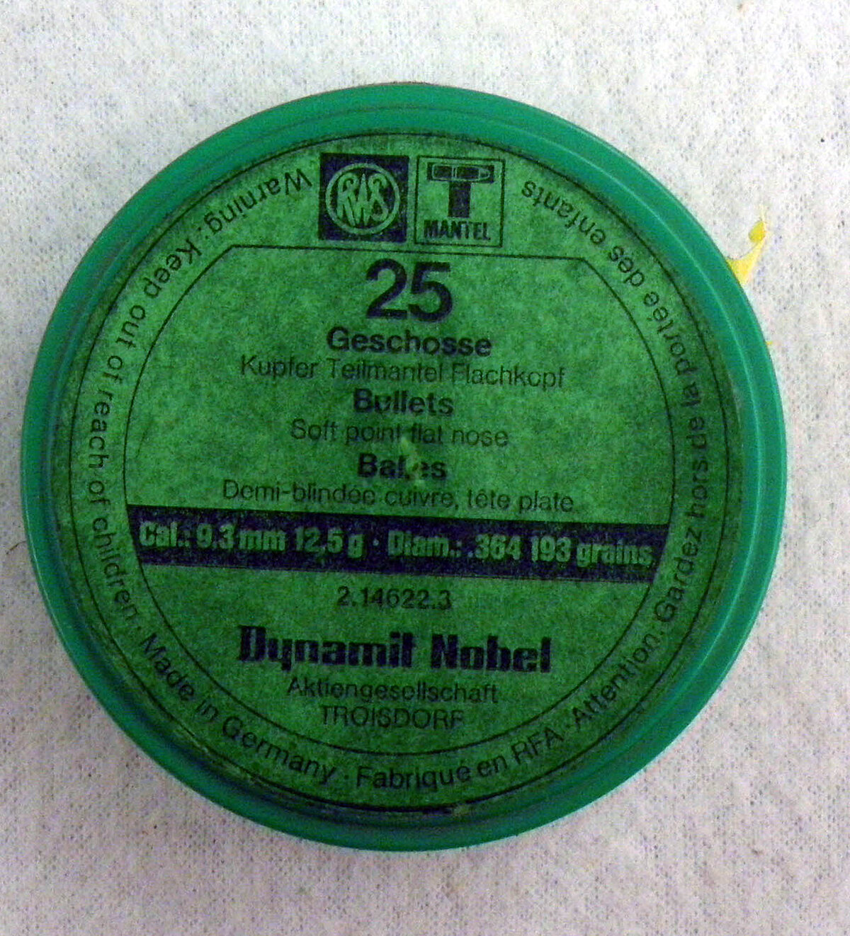 Geco Geschosse Flachkopf 9,3mm - .364 193gr.