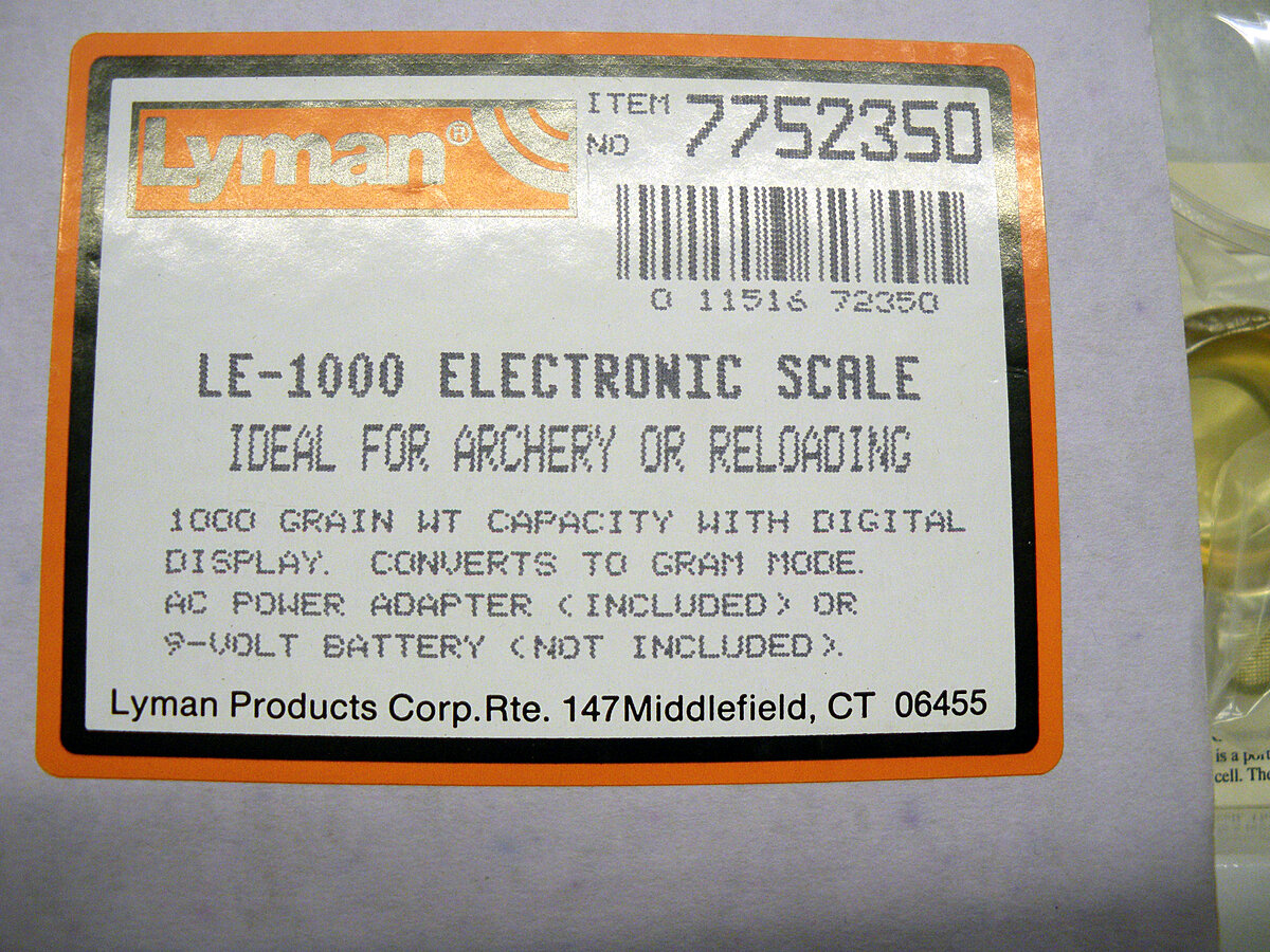 Lyman elektrische Pulverwaage LE-1000 mit Adapter