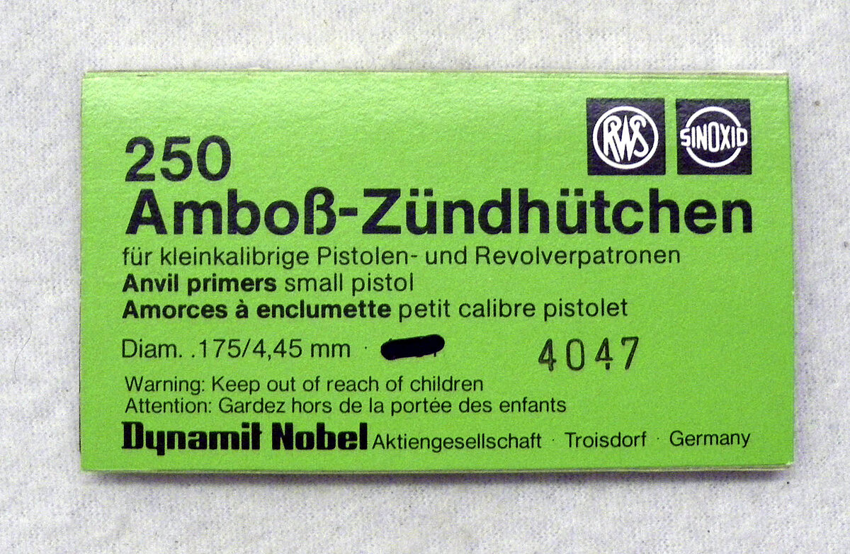 RWS 4,45 mm Nr. 4047 - Zndhtchen