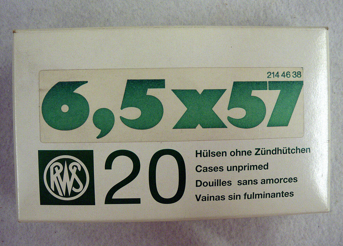 RWS Hülsen 6,5 x 57 - 20 Stück