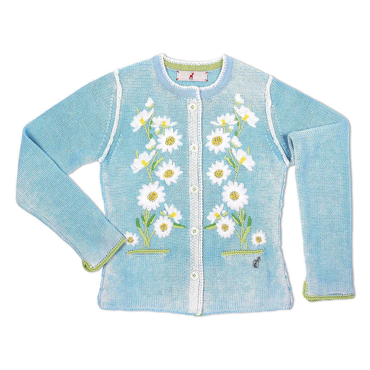 Zaubermasche Strickjanker Blumen hellblau