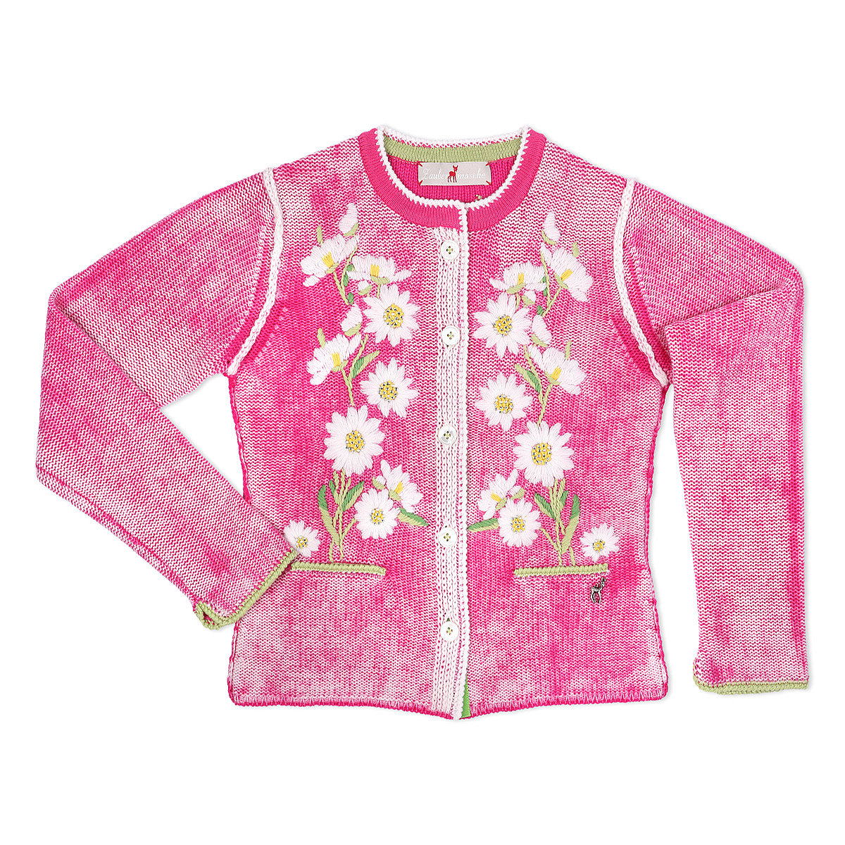 Zaubermasche Strickjanker Blumen pink