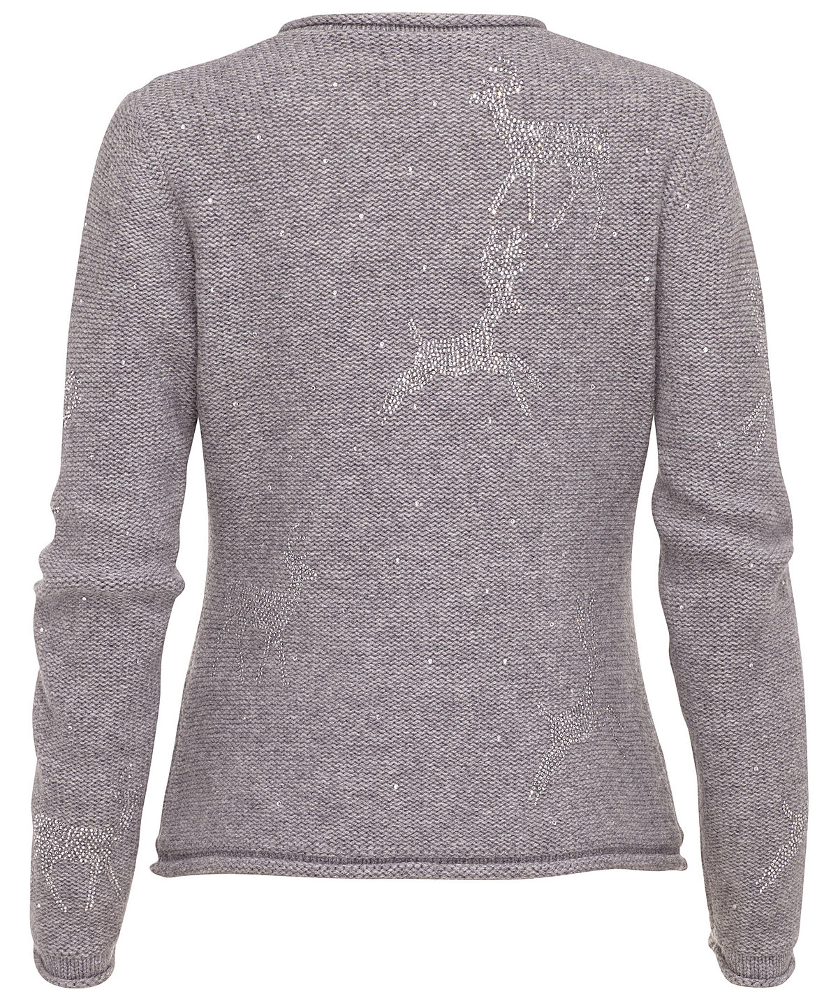 Zaubermasche Strickjacke hellgrau mit Strasshirschen