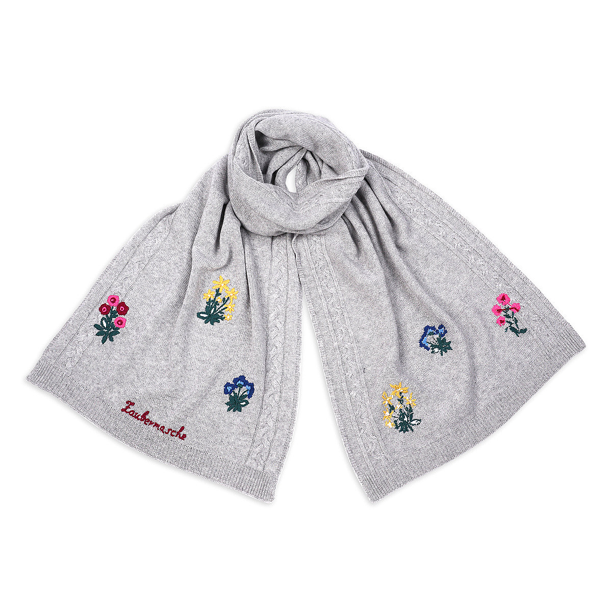 Zaubermasche Schal mit Blumenstick grau