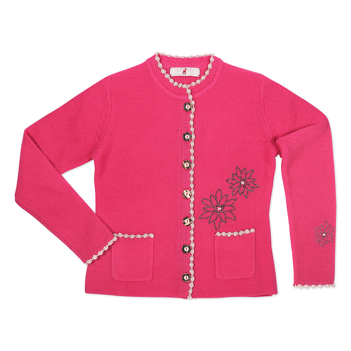 Zaubermasche Strickjanker pink Strass und Stick