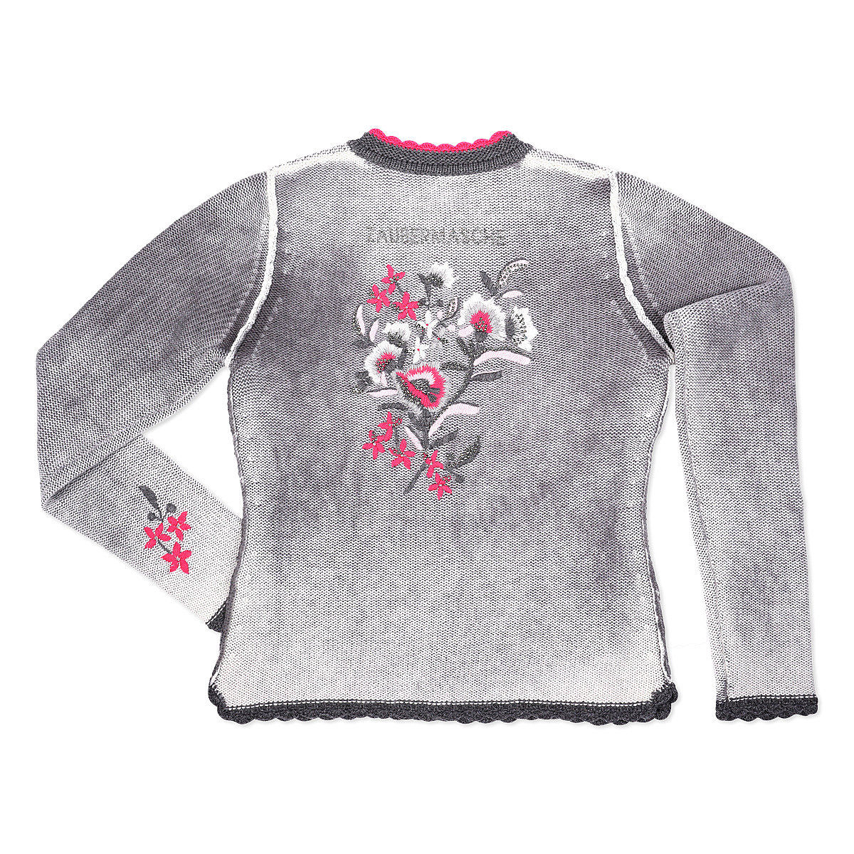 Zaubermasche Strickjanker grau Blumenmotiv