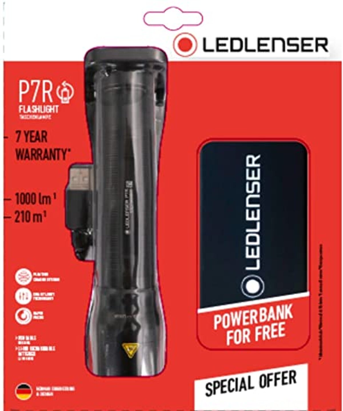 LEDLENSER P7R LED-Taschenlampe mit Powerbank