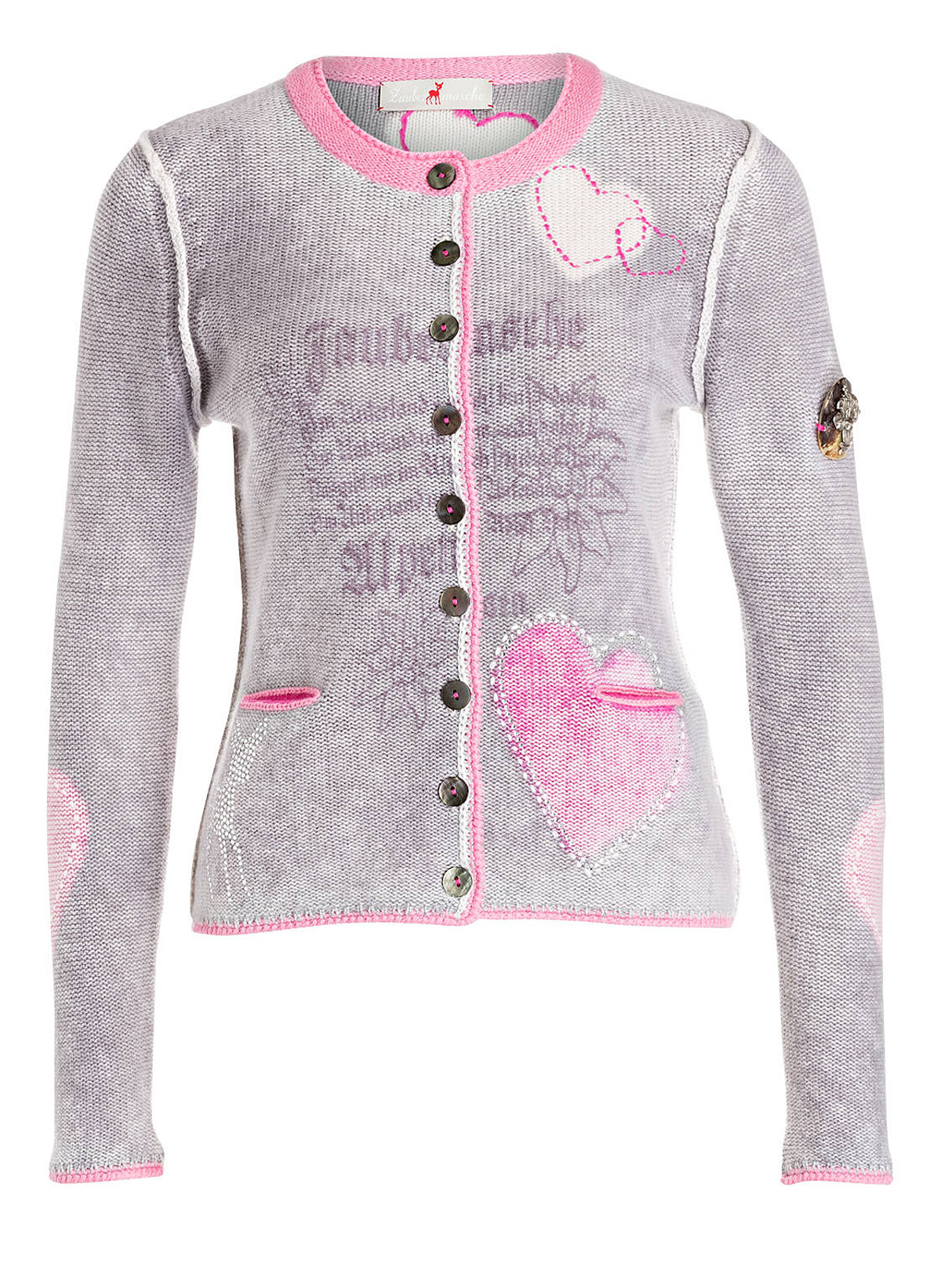 Zaubermasche Strickjacke Herzrasen grau