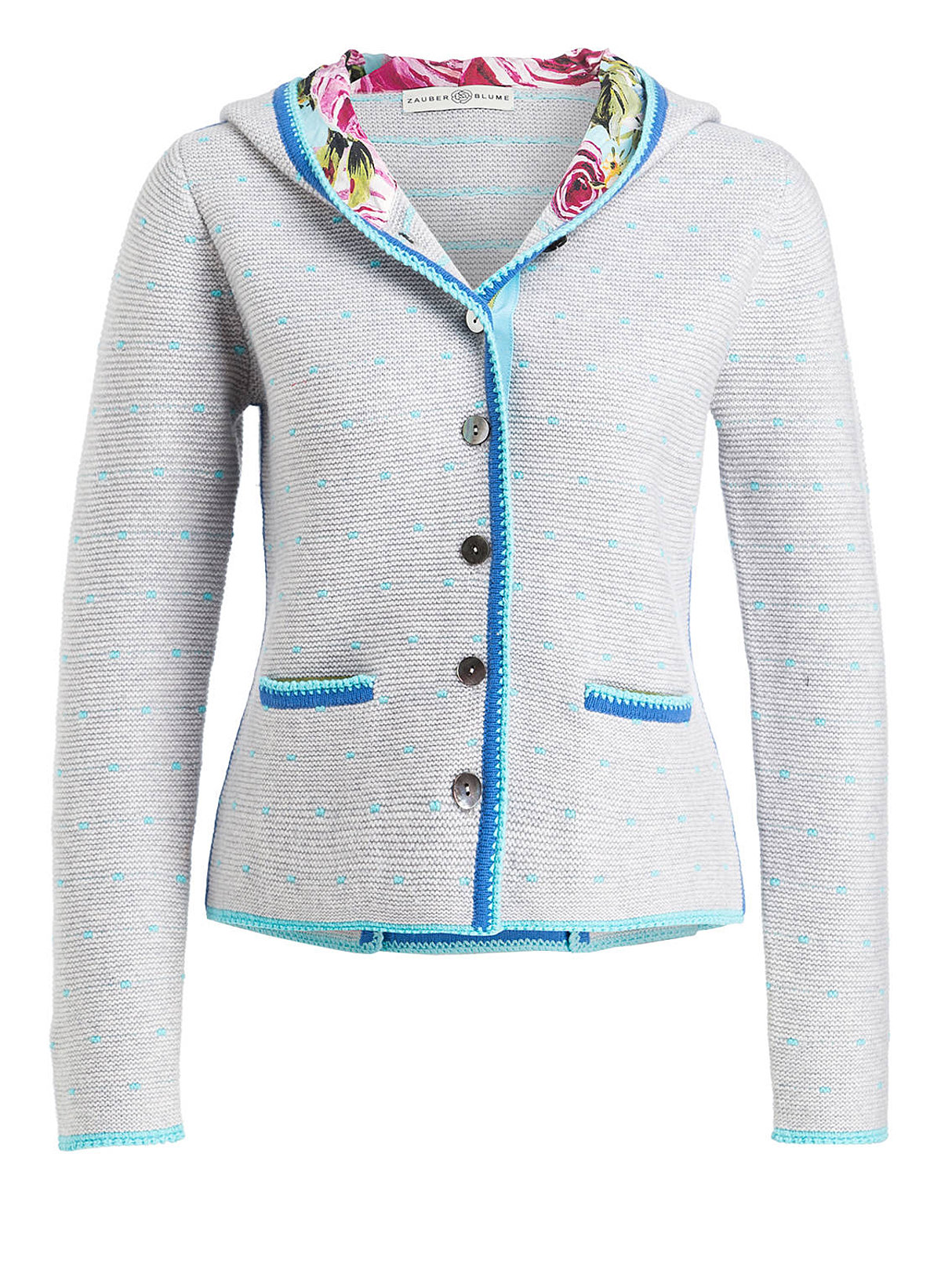 Zauberblume Strickhoodie grau