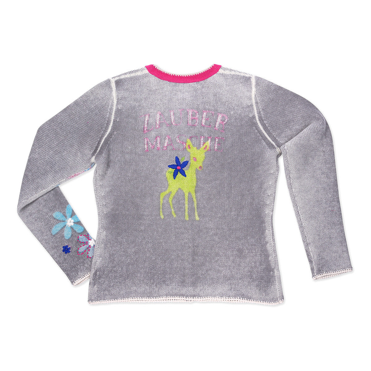 Zaubermasche Strickjacke grau mit Blumen