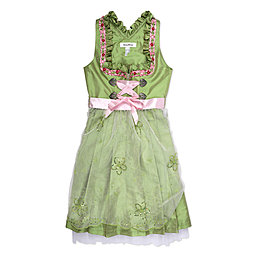 Mondkini Dirndl grn mit Spitzenschrze - Mididirndl