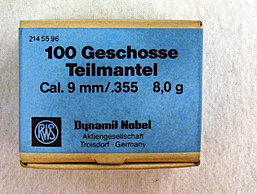 RWS Geschosse 9mm -.355 8,0g