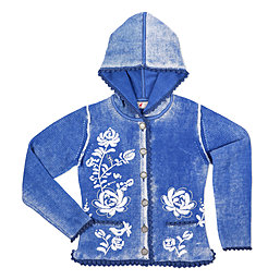 Zaubermasche Strickjanker Kapuze blau