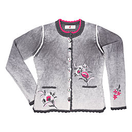Zaubermasche Strickjanker grau Blumenmotiv