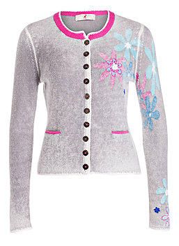 Zaubermasche Strickjacke grau mit Blumen
