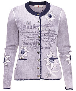 Zaubermasche Strickjacke Print mit Edelwei blau