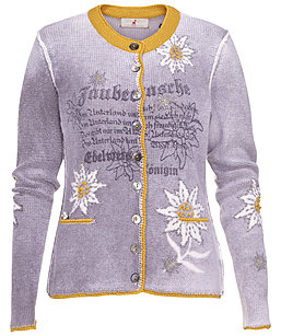 Zaubermasche Strickjacke Print mit Edelwei safran